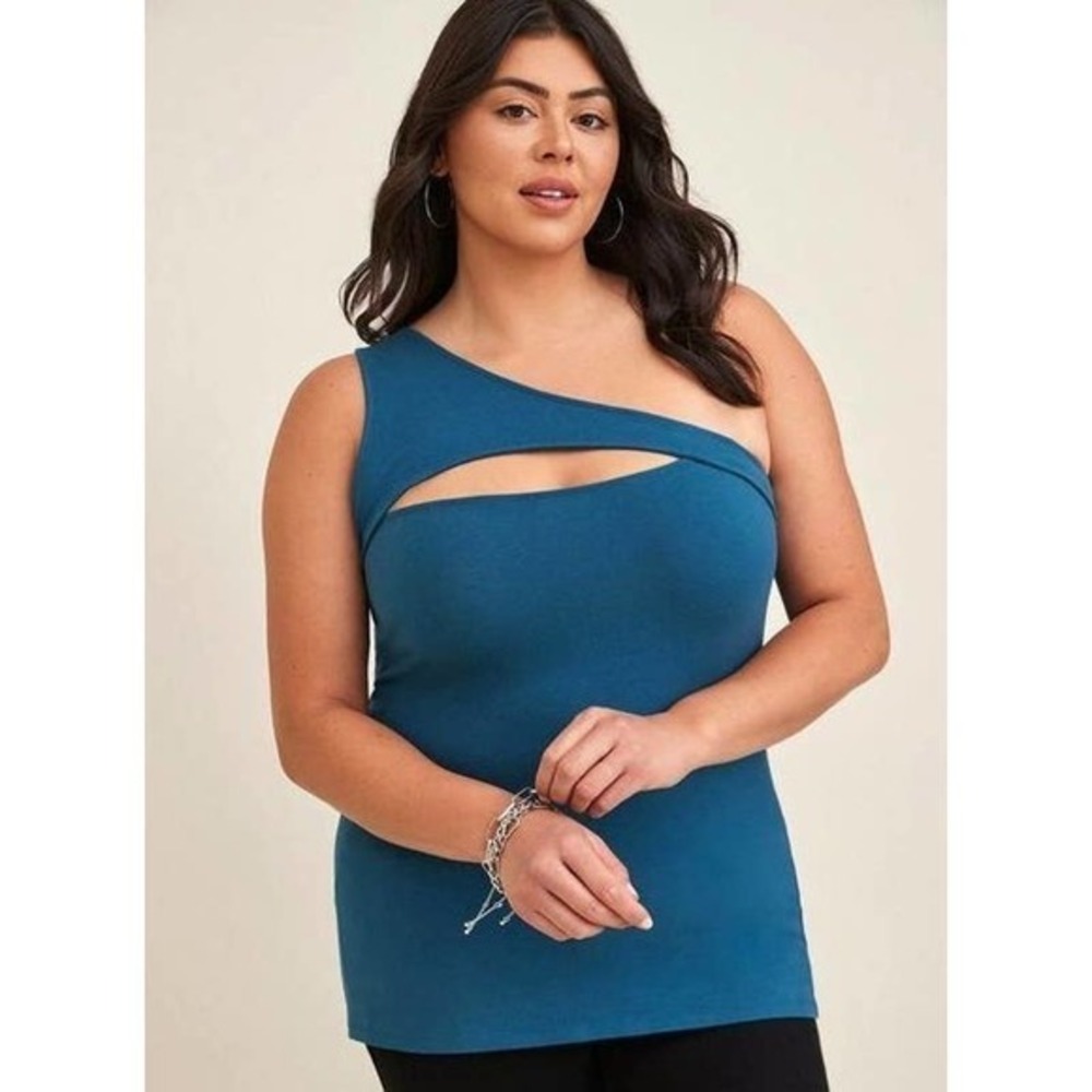 Torrid 5 (5X 28) Prettiest Blue Foxy Cutout One Shoulder Busty‎ Club Tank Top